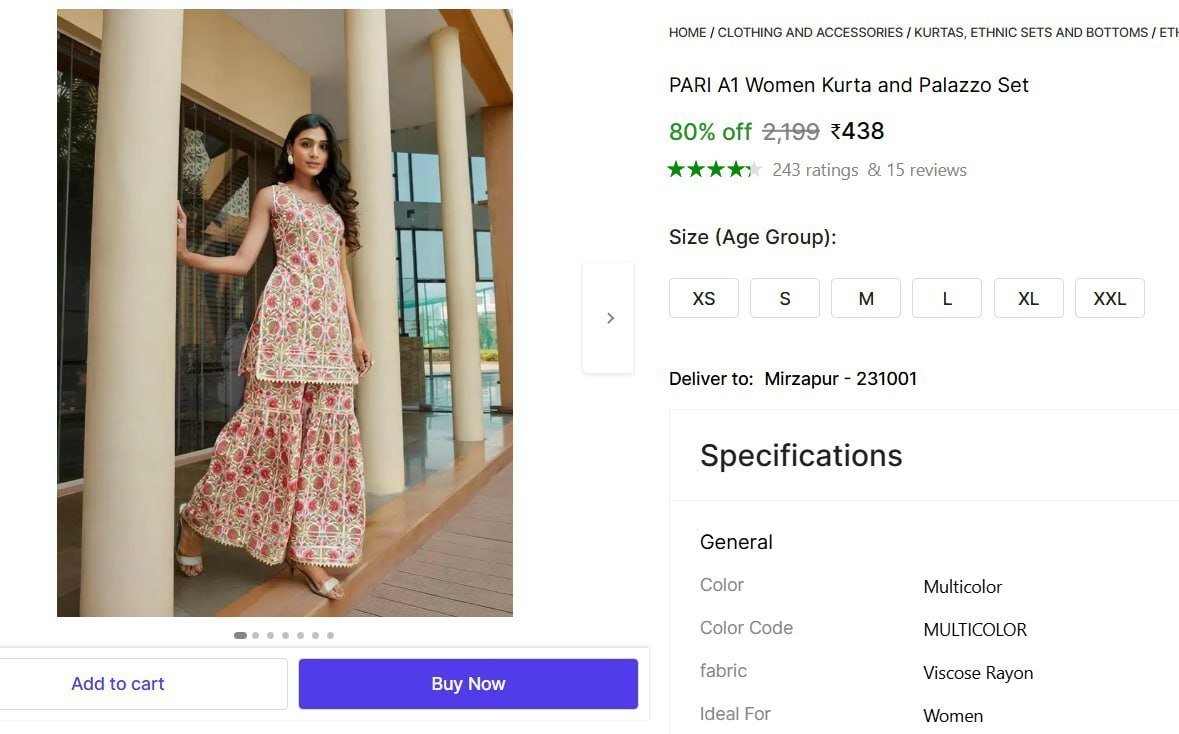 Women S Kurta And Palazzo Set 438