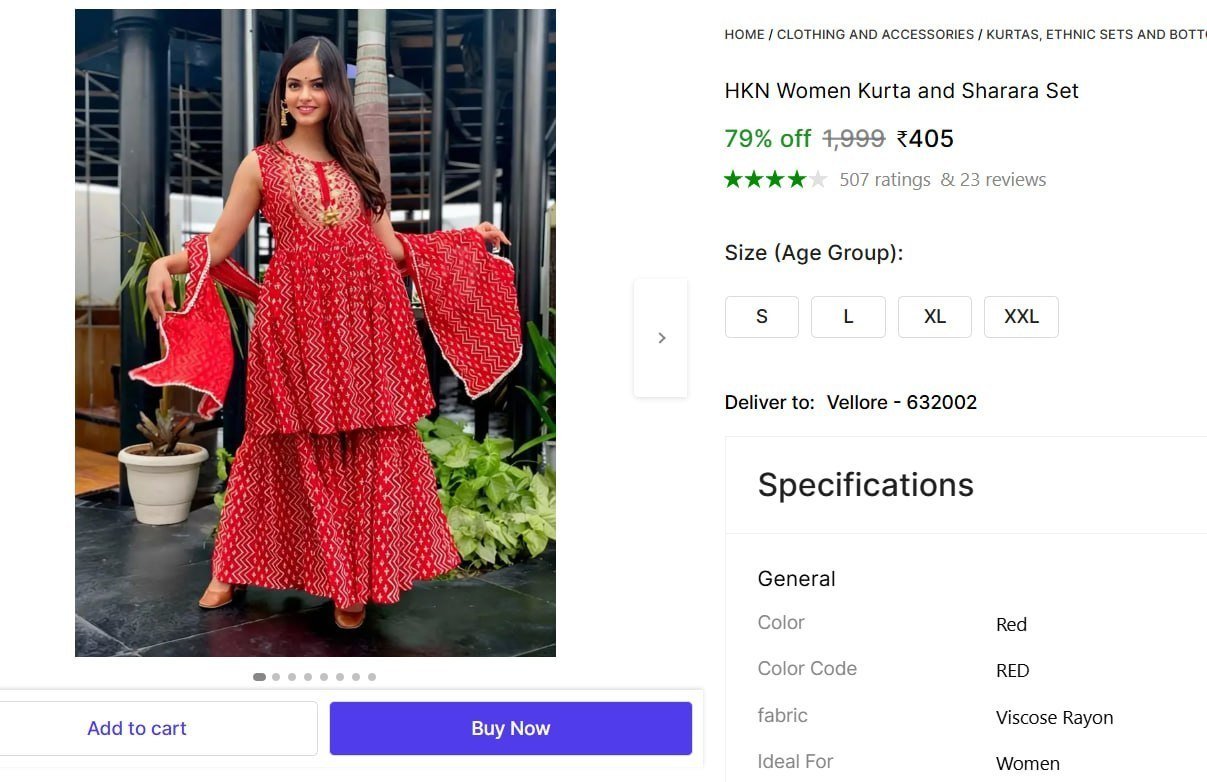 Women S Kurta And Sharara Set 405