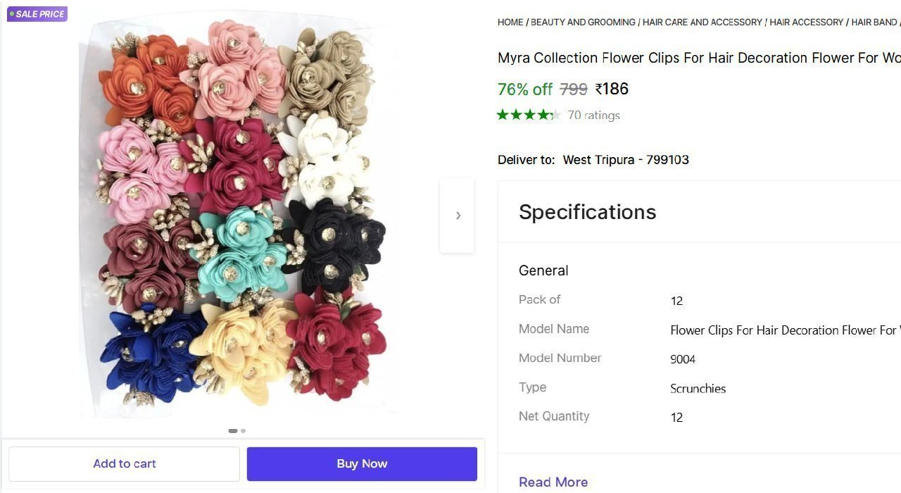 Women Set Of 12 Pcs Scrunchies 186