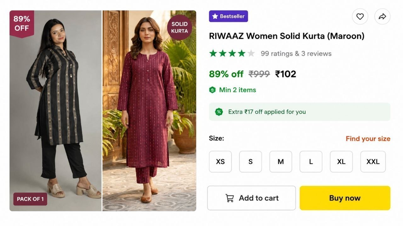 Women Solid Kurta 102