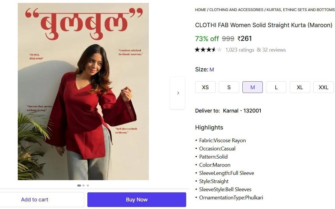 Women Solid Straight Kurta (maroon) 261