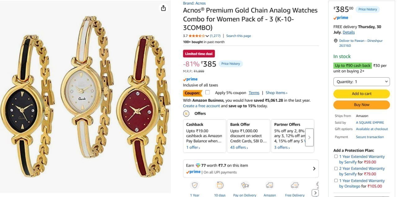 Women Watch Pack Of - 3 5