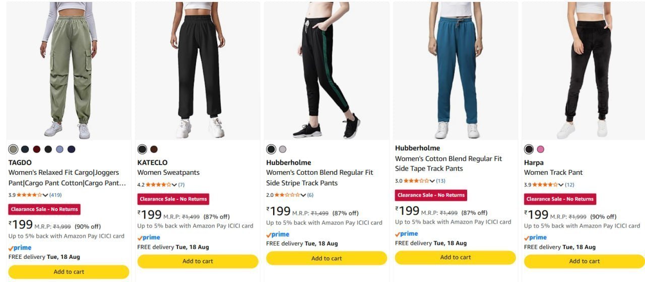 Womens Track Pants Starts 199