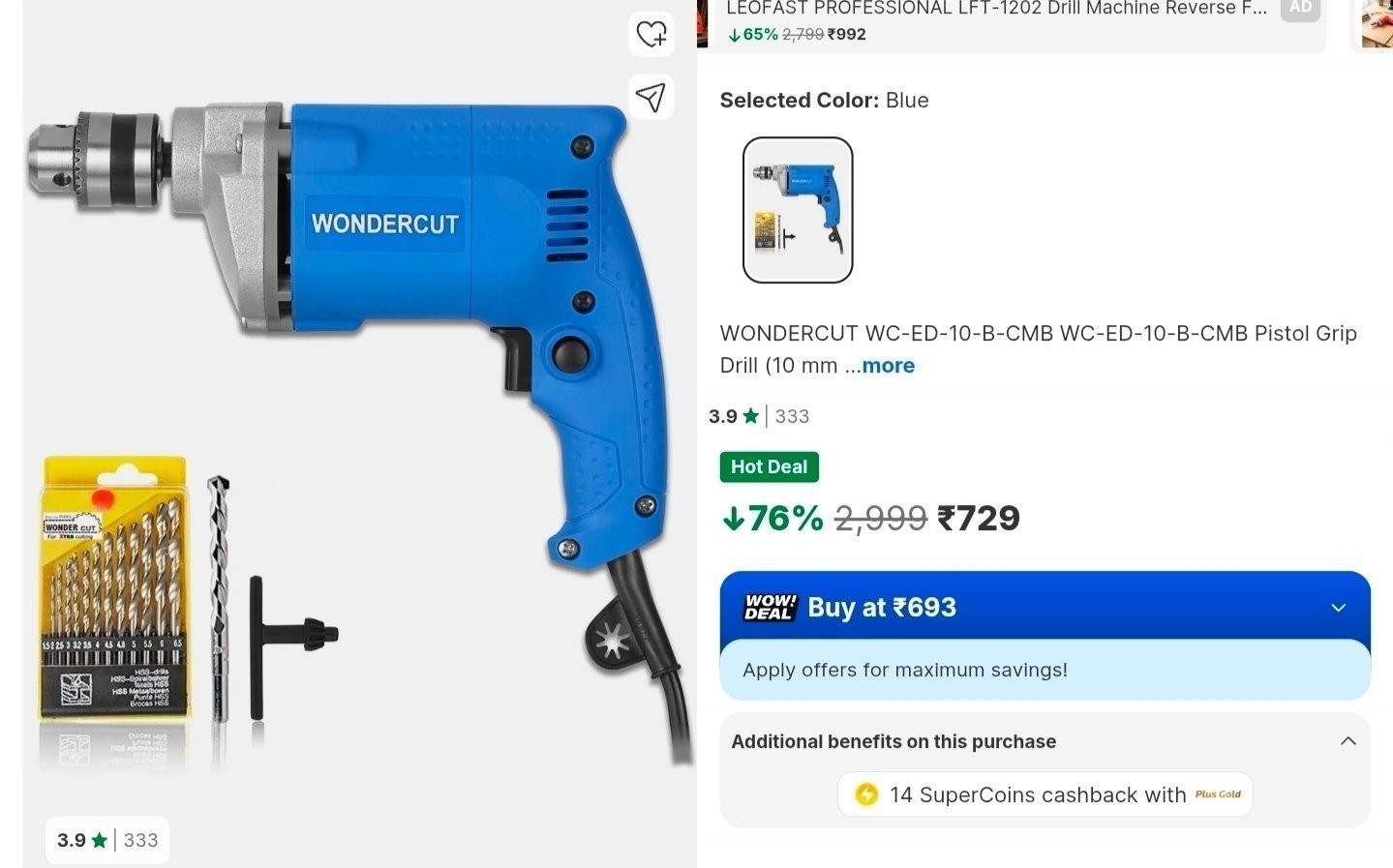 Wondercut Drill With Bits At 729