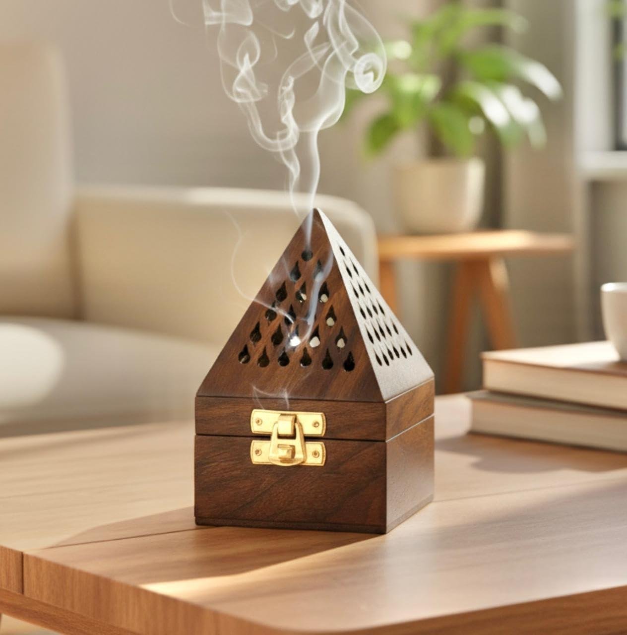 Wood Art Store Wooden Pyramid Shape Incense B