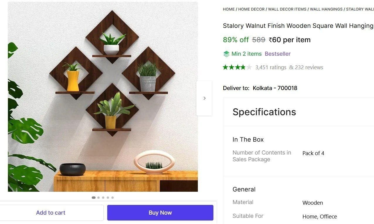 Wooden Wall Hanging - 4 Pcs 60