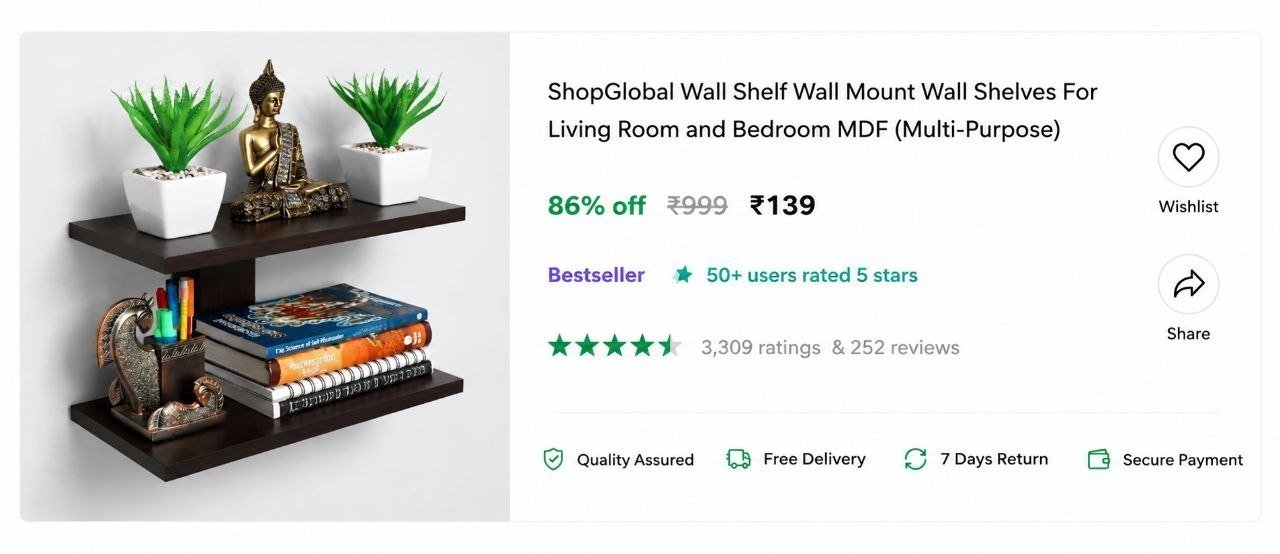 Wooden Wall Shelf At 139