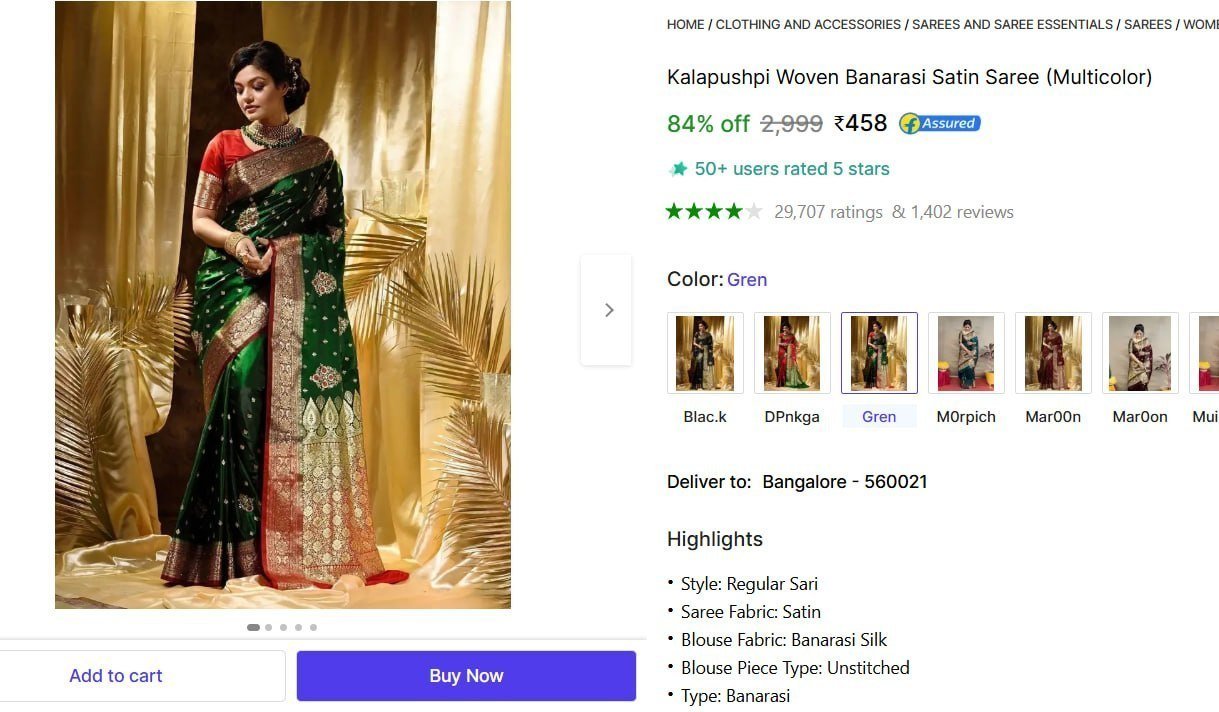 Woven Banarasi Satin Saree 458