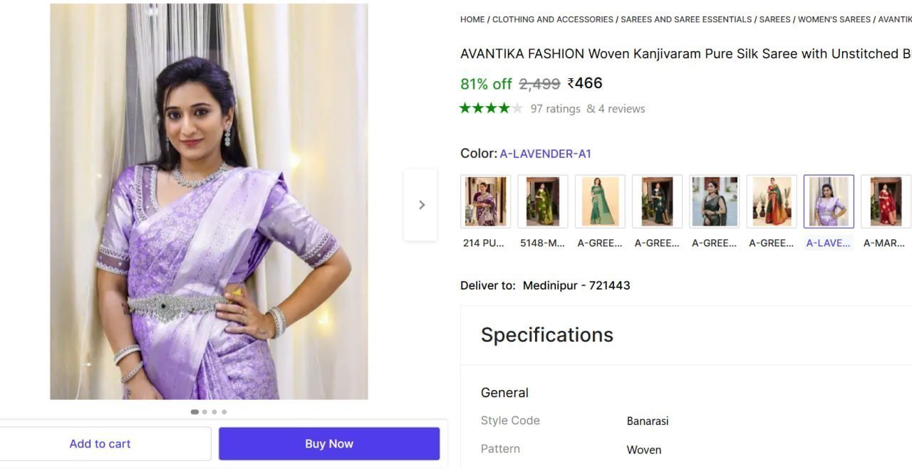 Woven Kanjivaram Pure Silk Saree Blouse 466