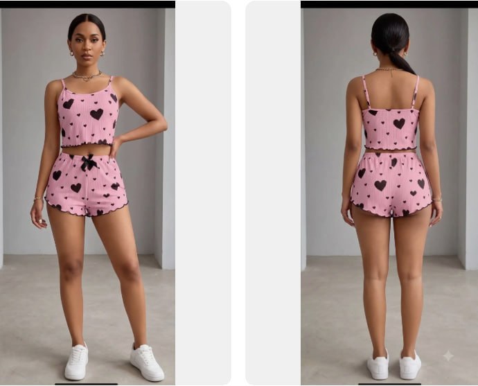 Wow Women Top Shorts Set Stylish Pink Geometr