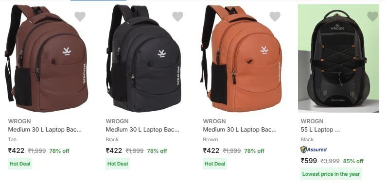 Wrogn Backpacks From Rs 422