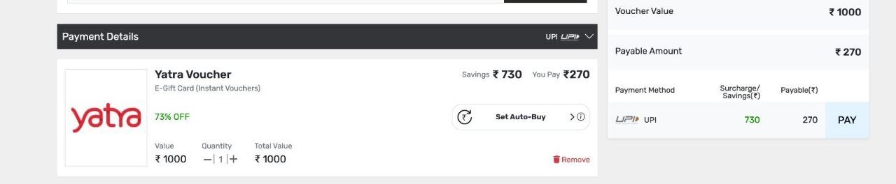 Yatra 1000 Flight Voucher E-gift Cards (insta