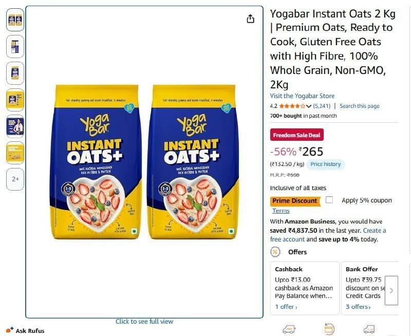 Yogabar Instant Oats 2 Kg (2kg)