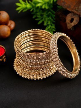 Youbella Set Of 14 Antique Gold-plated Bangles 1 2