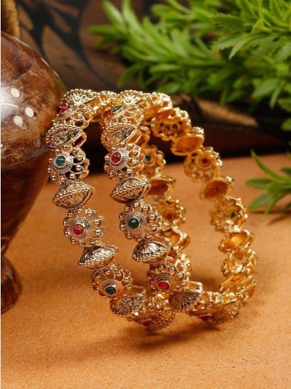 Youbella Set Of 2 Gold-plated Stone Studded B
