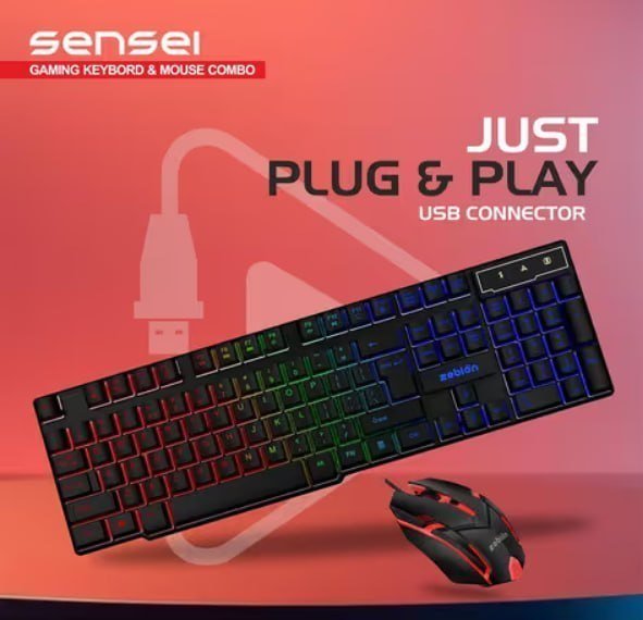 Zebion Sensei Wired Gaming Keyboard Mouse Com