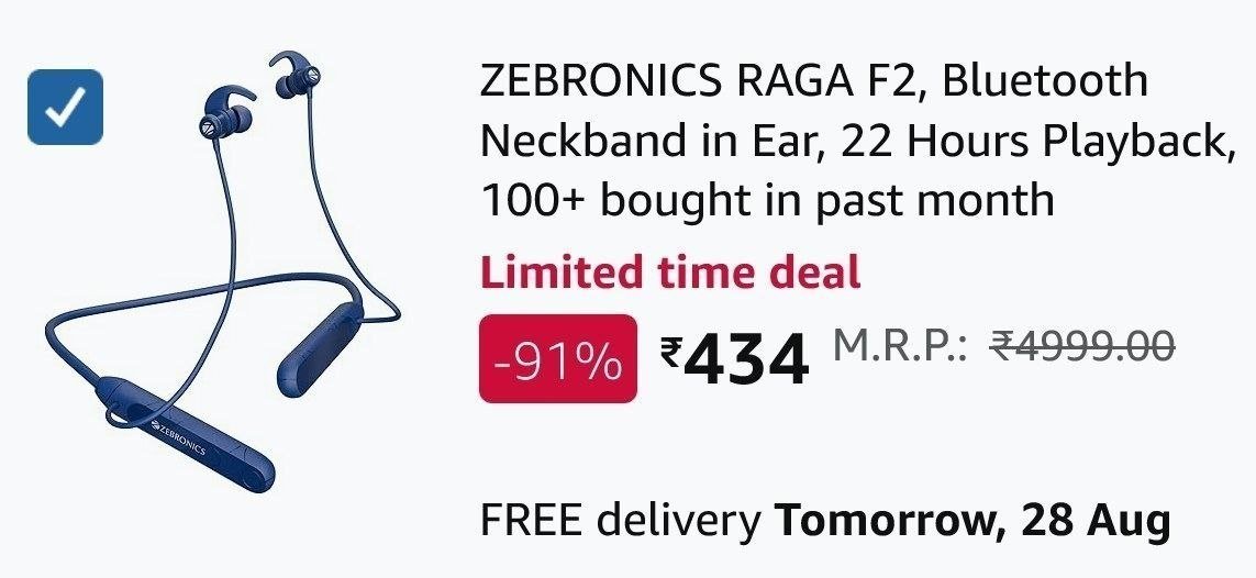 Zebronics Bt Neckband 434more Deals