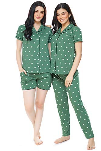 Zeyo Women S Cotton 3pc S (shirt Pyjama Short