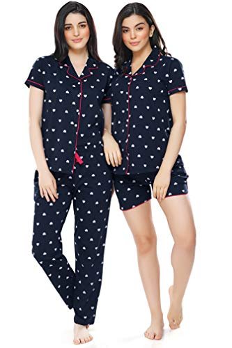 Zeyo Women S Cotton 3pc S (shirt Pyjama Short