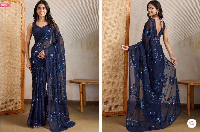 Zili Floral Embroidered Pure Georgette Banara