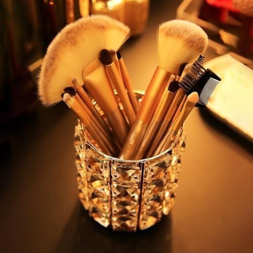 Zollyss Handcrafted Crystal Makeup Brush Holder Organizer Bling Personalize