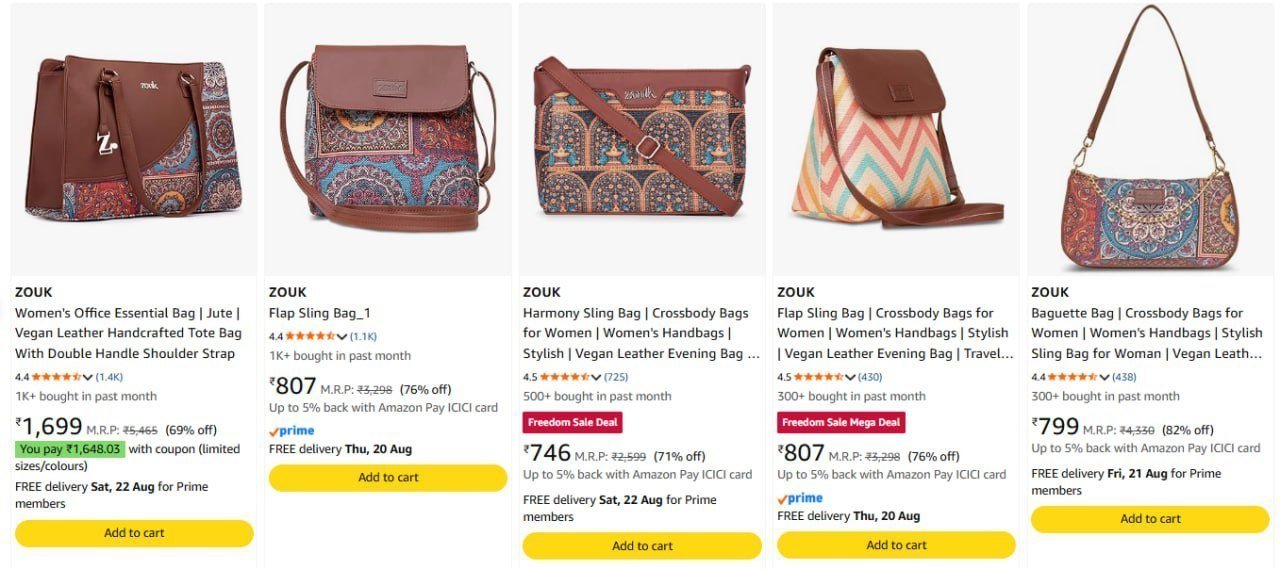 Zouk Bags 70-80