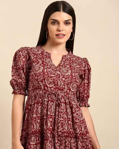 Zwerlon X Ag Women Floral Print Tiered Dress 