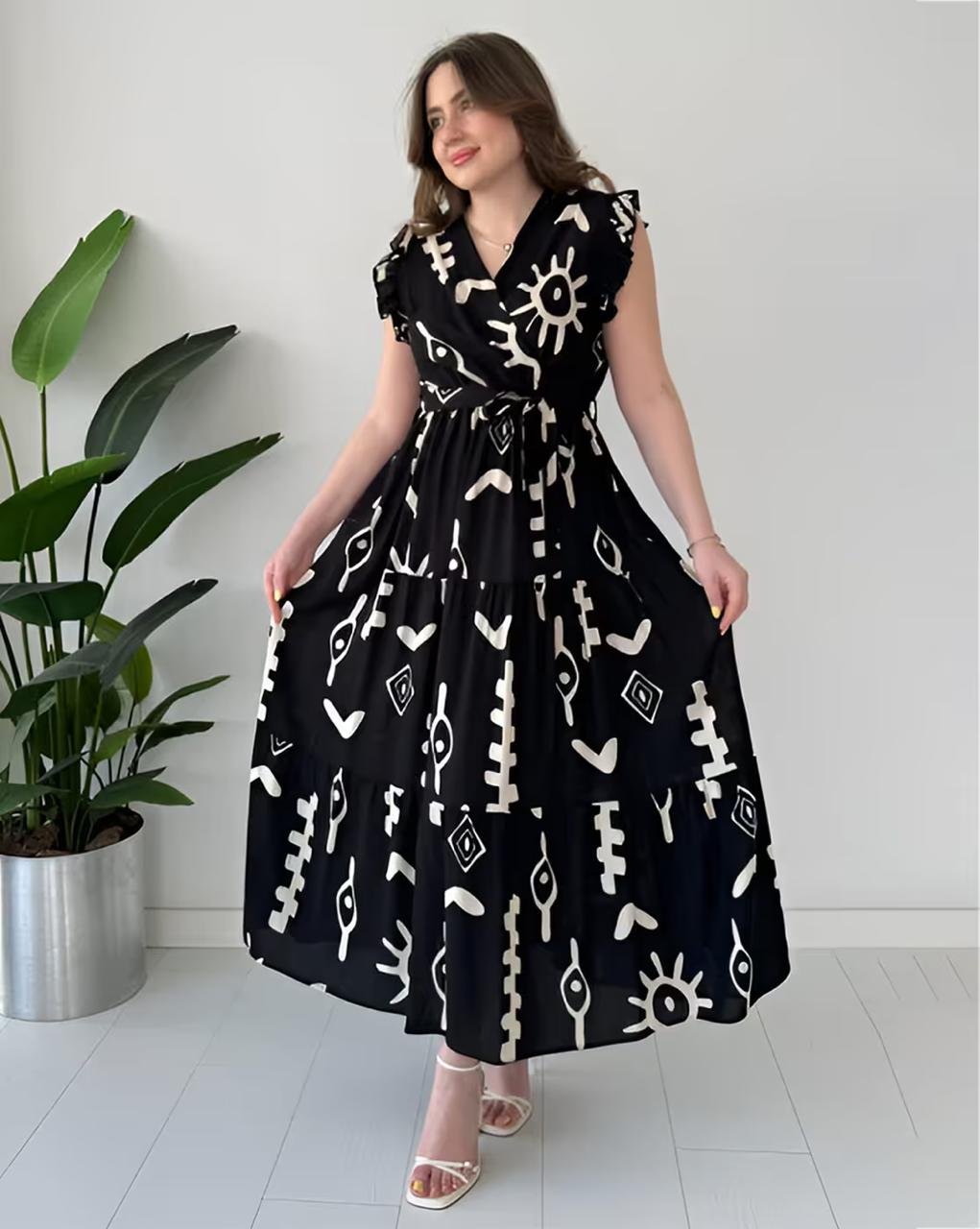 Zwerlon X Ag Women Tribal Print Tiered Dress 