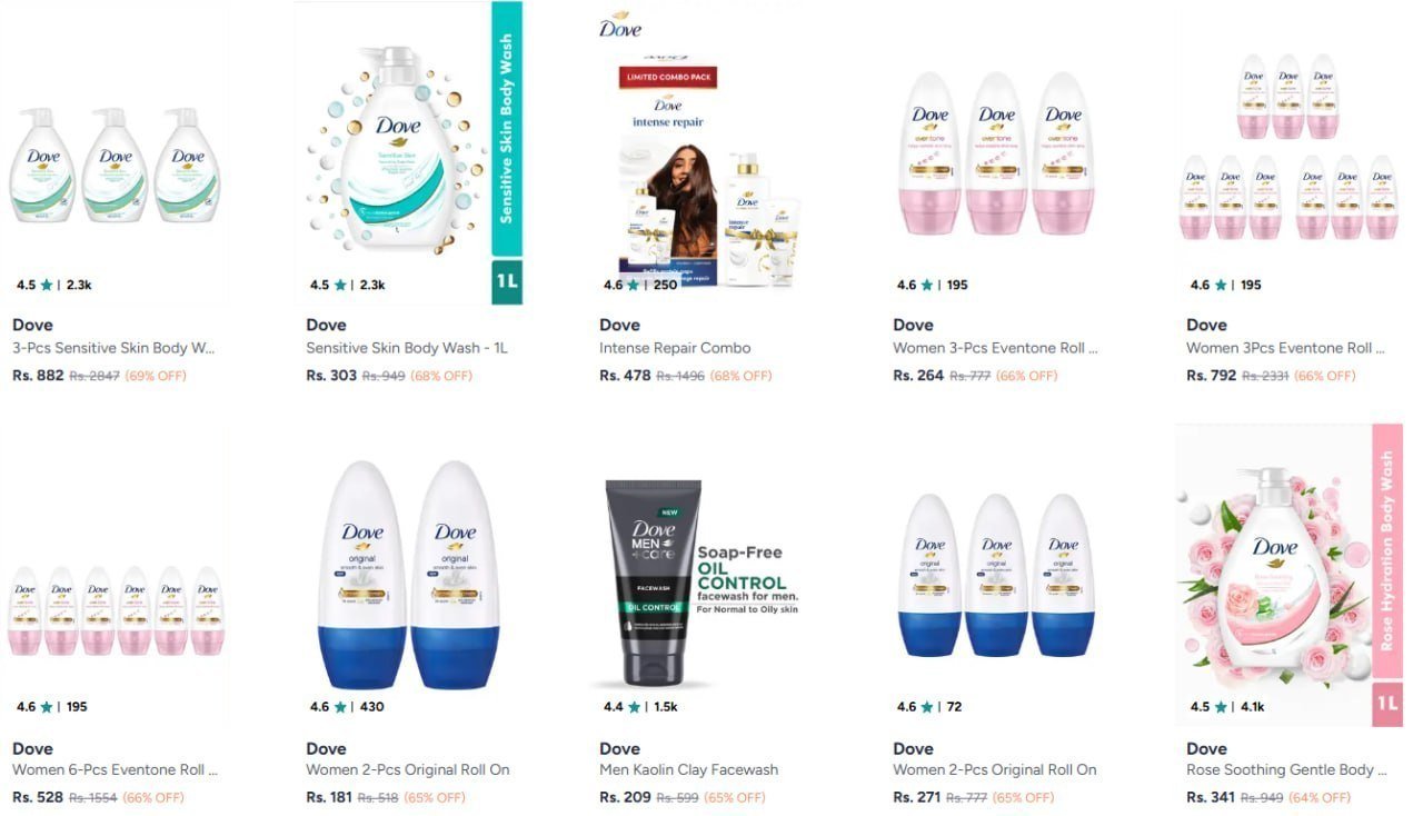 70 On Dove Beauty Products