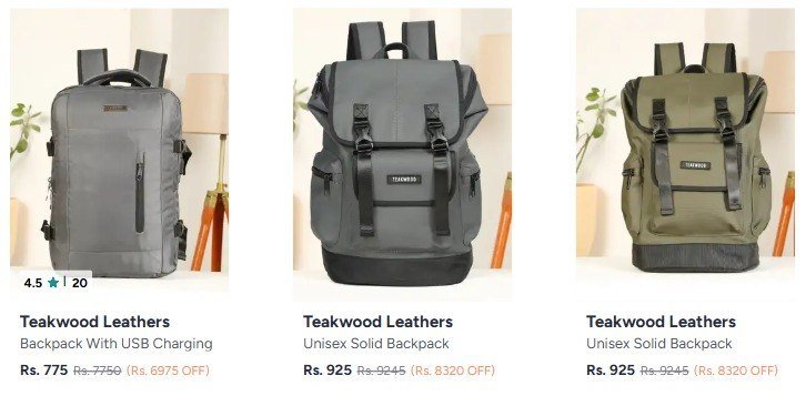 Myntra Teakwood Leathers Bagpacks Loot 90