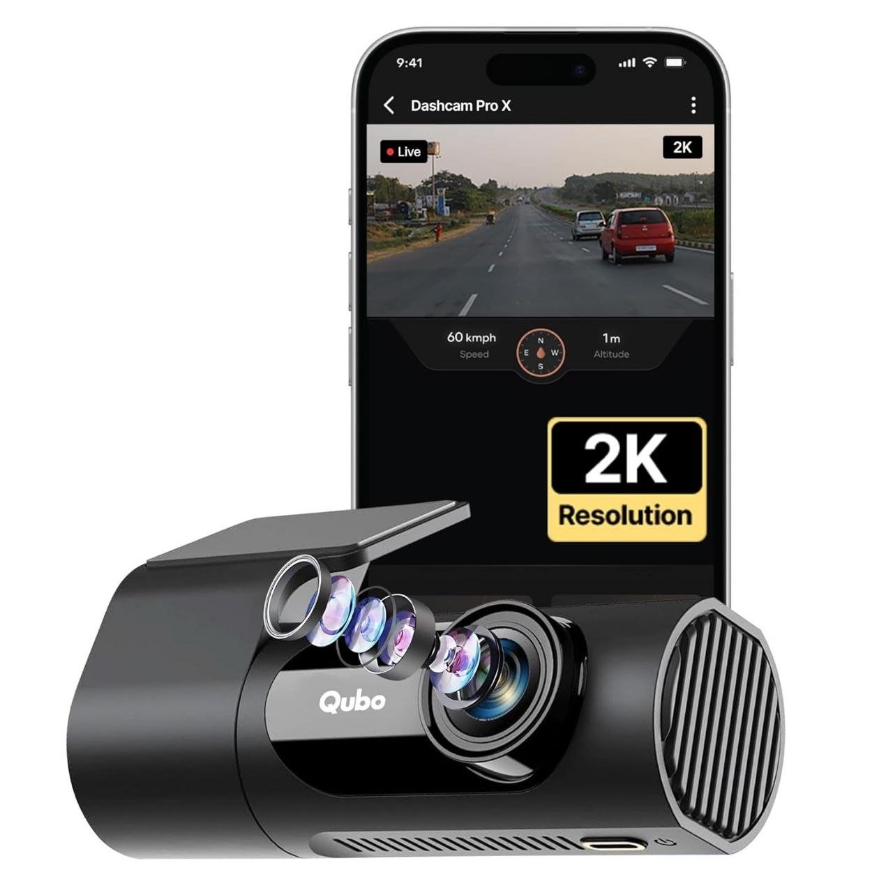 Qubo Dashcam Pro X (2026 Edition) 2k Resolution 2 