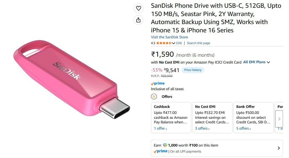Sandisk Phone Drive 512gb 9 541