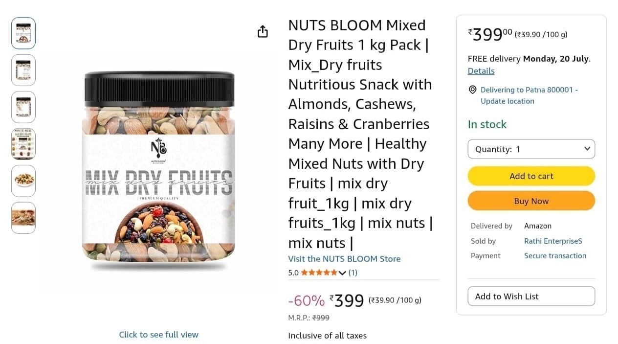 Loottt Fasttt Mixed Dry Fruits 1kg 399 Premium Dry
