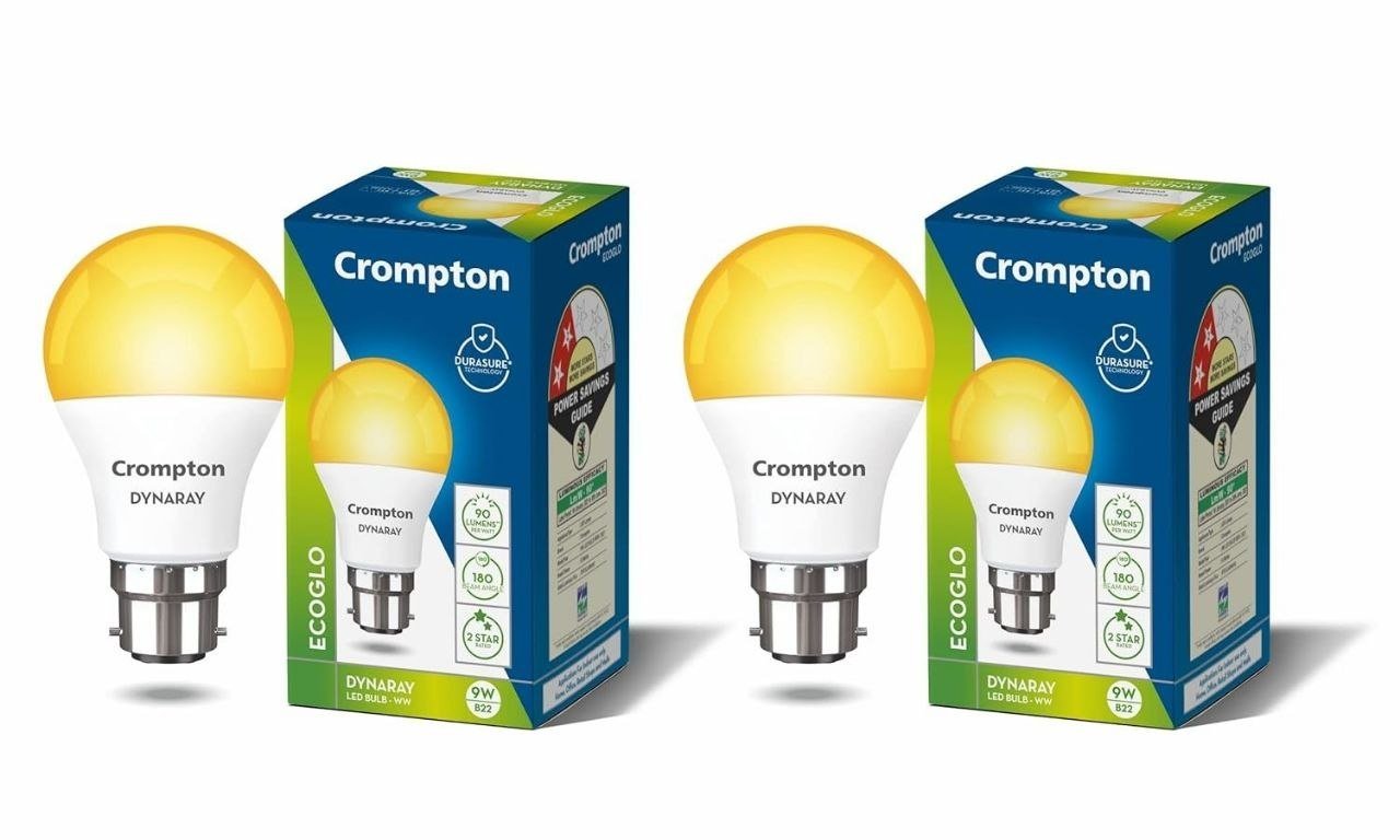 Crompton Dyna Ray 9w Round B22 Led Warm White Pack