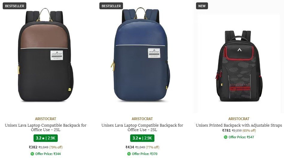 Ajio 80 On Aristocrat Bags