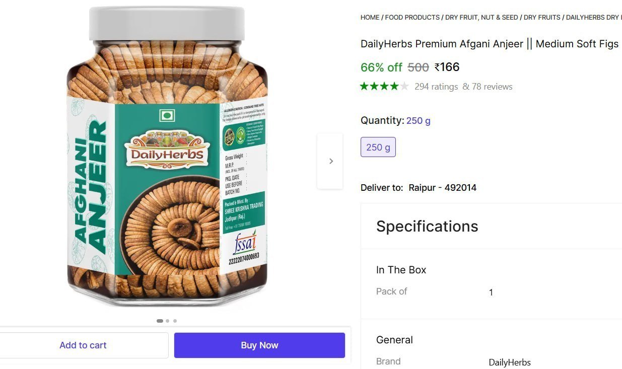 Premium Afgani Anjeer (1 X 250 G) 166