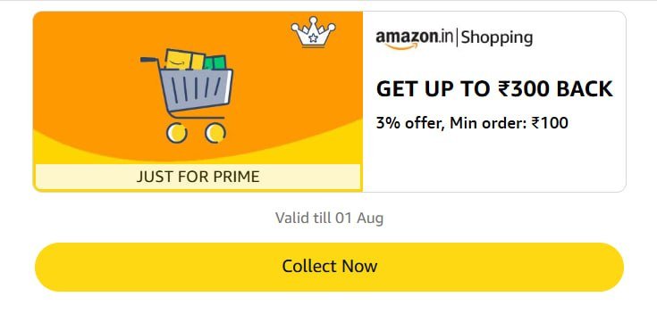 Amazon Get 3 Cashback 300 On Shopping Ordercollect