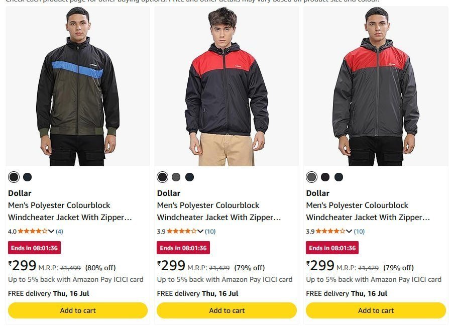 Dollar Windcheate Men Jackets At 299