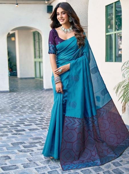 Kalini Woven Design Zari Silk Blend Banarasi Repub