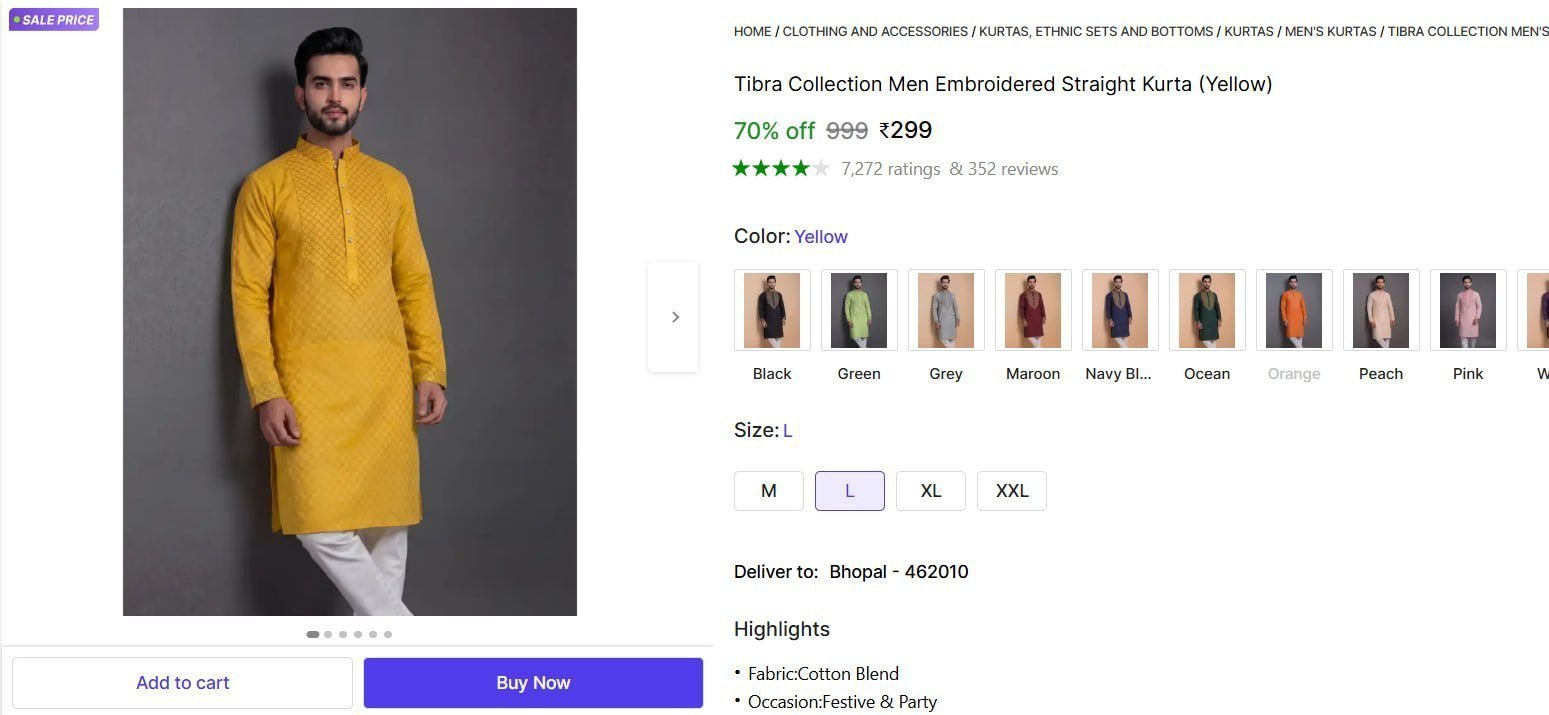 Men S Embroidered Kurta At 299 11 Colors Available