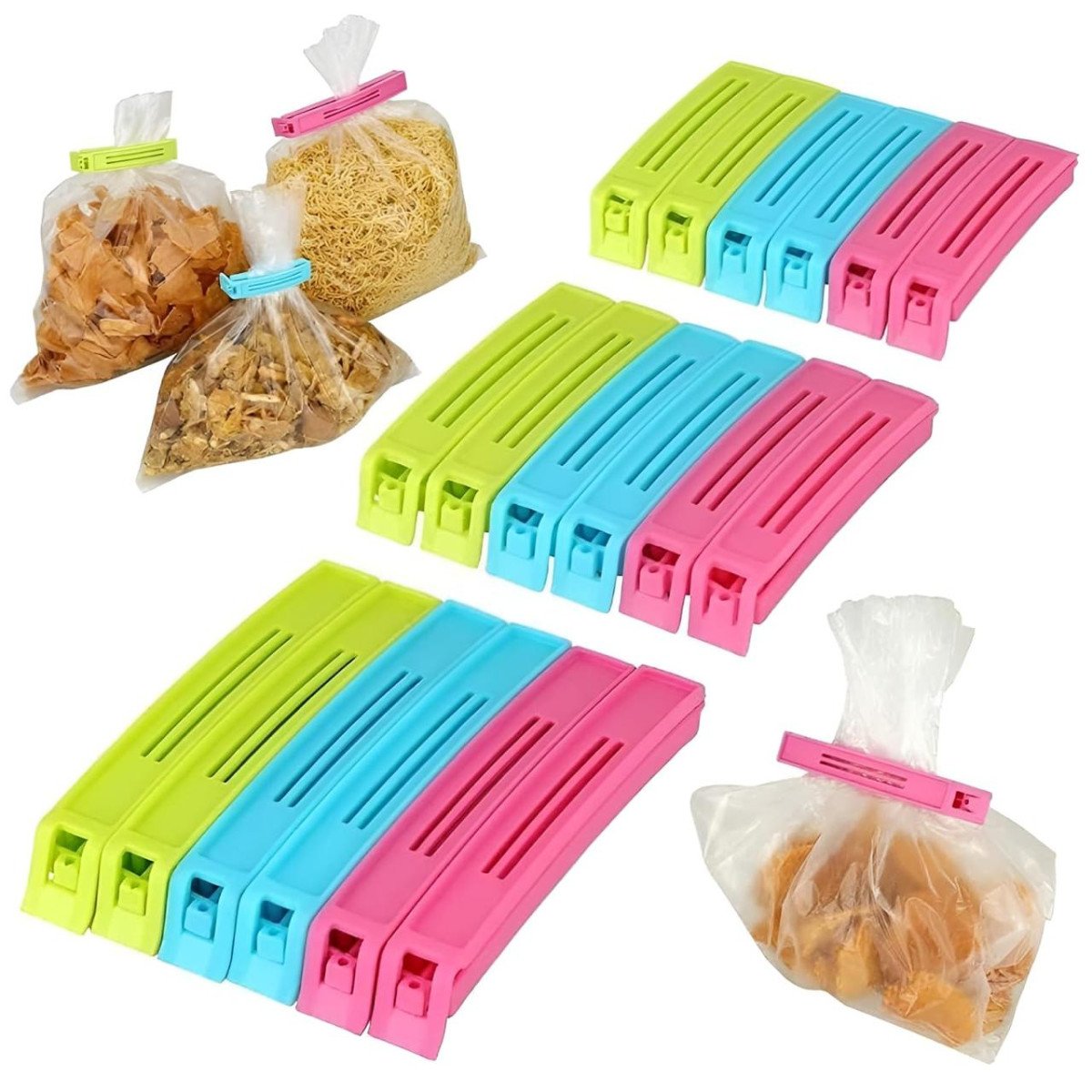 Food Bag Sealing Clips Set Of 18 (3 Sizes) 99