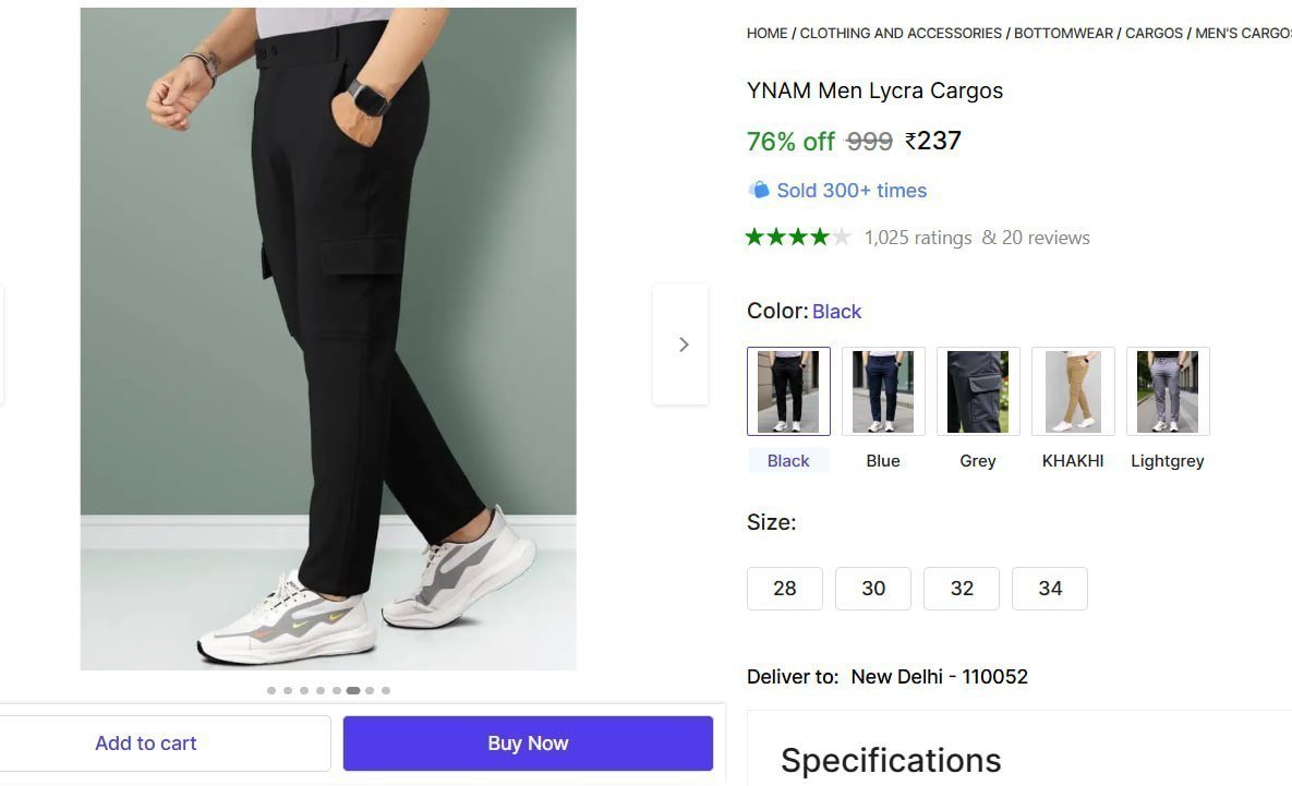 Men Lycra Cargos 237