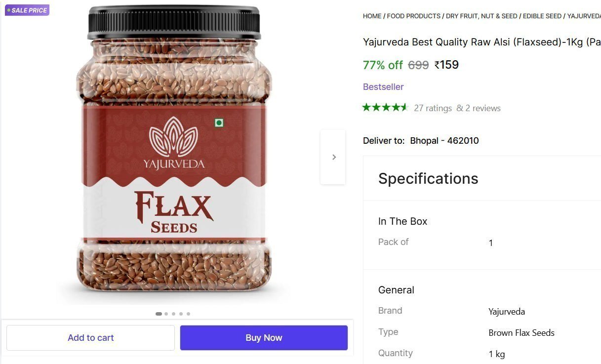 Loot 1kg Flax Seeds At 159