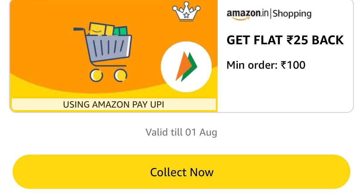 25 On Min 100 Shopping Ordercollect Pay Using Upi 