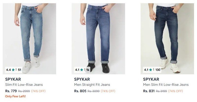 Myntra 70-75 On Spykar Clothing Men Women Pepe Jea