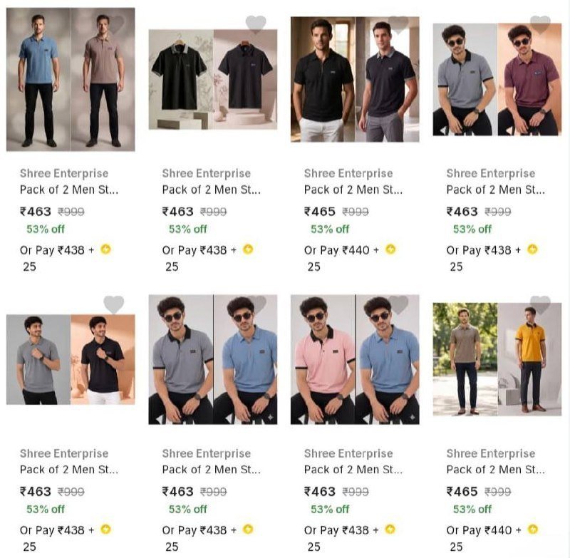 Grab Premium Men S T-shirt (pack Of 2) Starts At 4