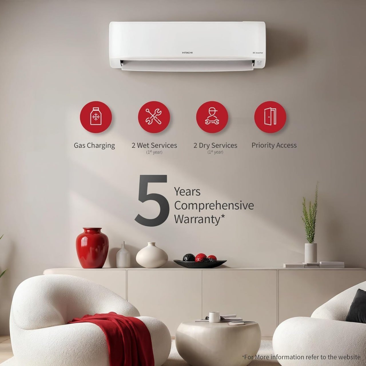 Hitachi 1 Ton 3 Star Split Ac 26 250 4500 With Axi