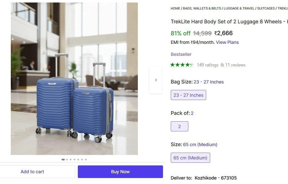 Hard Body Set Of 2 Luggage Bags 2666