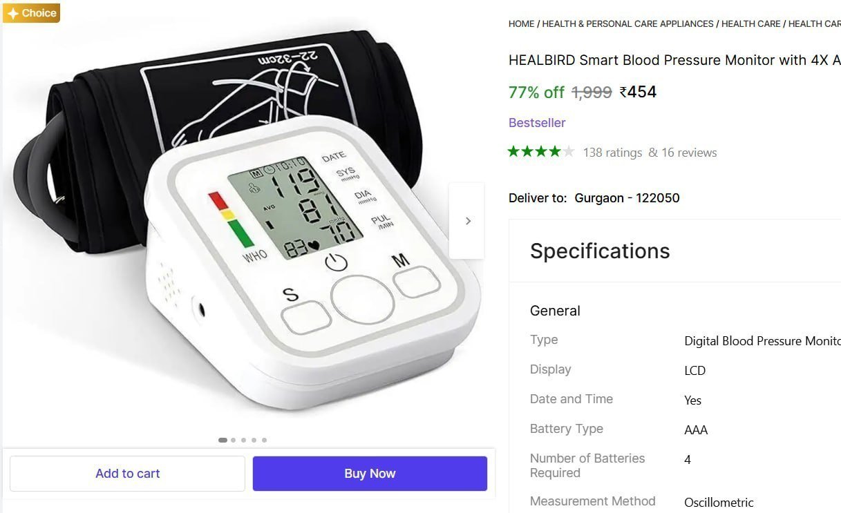 Blood Pressure Monitor 454