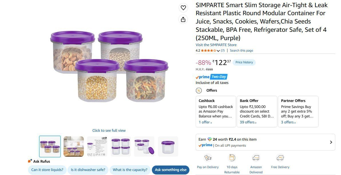 Plastic Round Modular Container (set Of 4) 122
